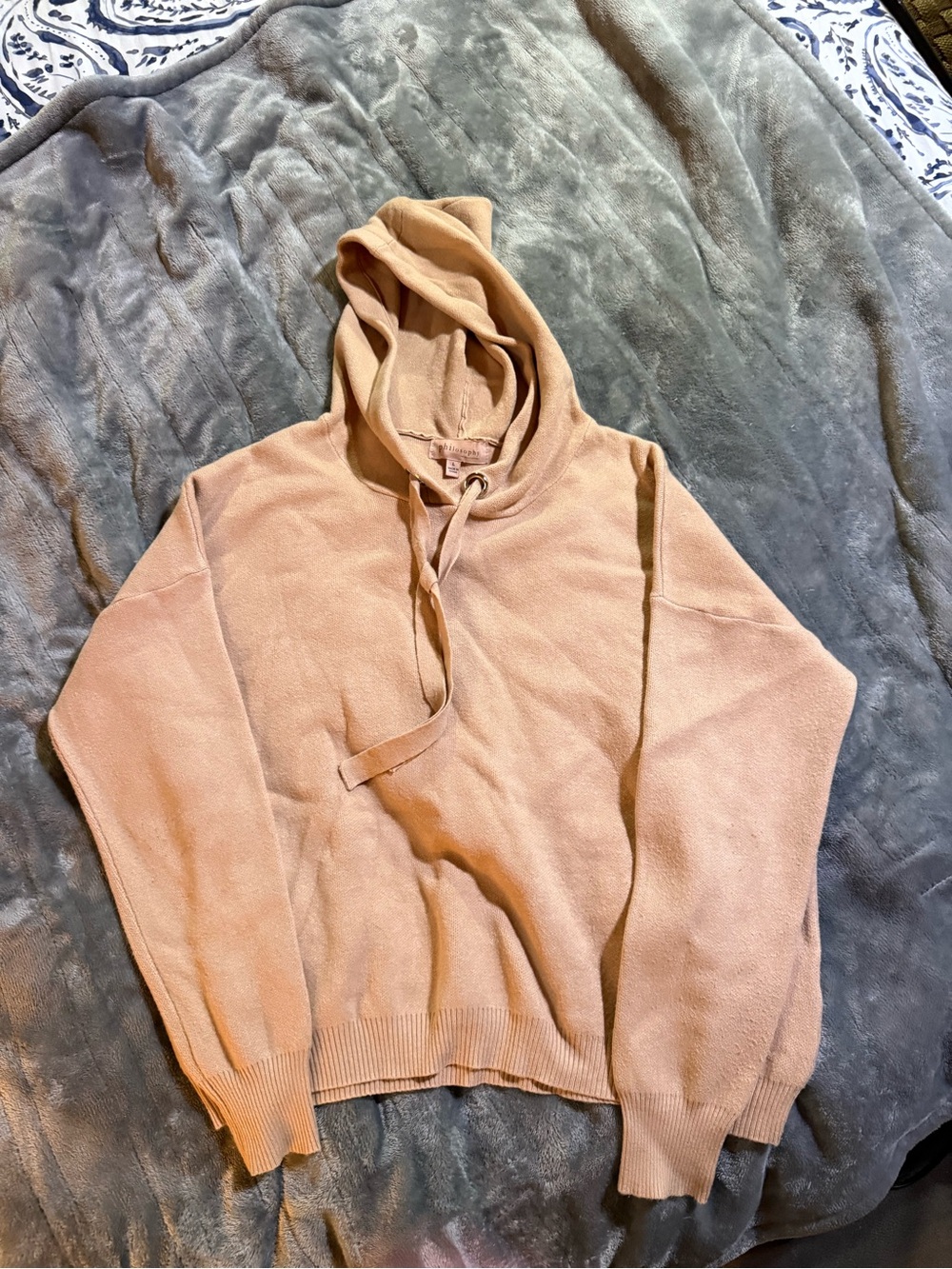 Philosophy Lightweight Hooded Crew Sweater in Blush